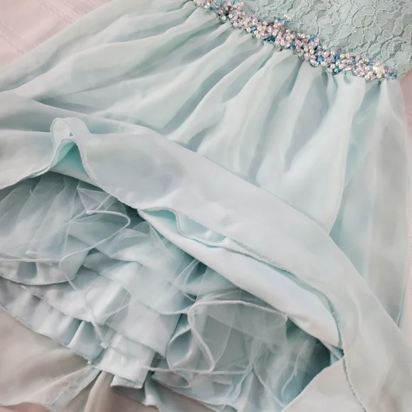 Speechless Beaded Rhinestones Chiffon Floral Lace Cocktail Mini Dress 3 Layered - Picture 6 of 8